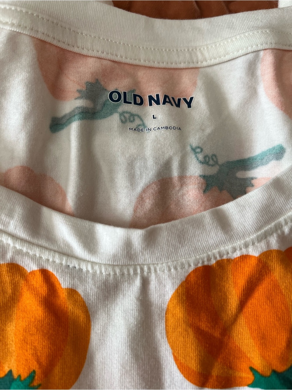 Old Navy White Tee and Pants with Orange Pumpkin Motif PJS NWOT